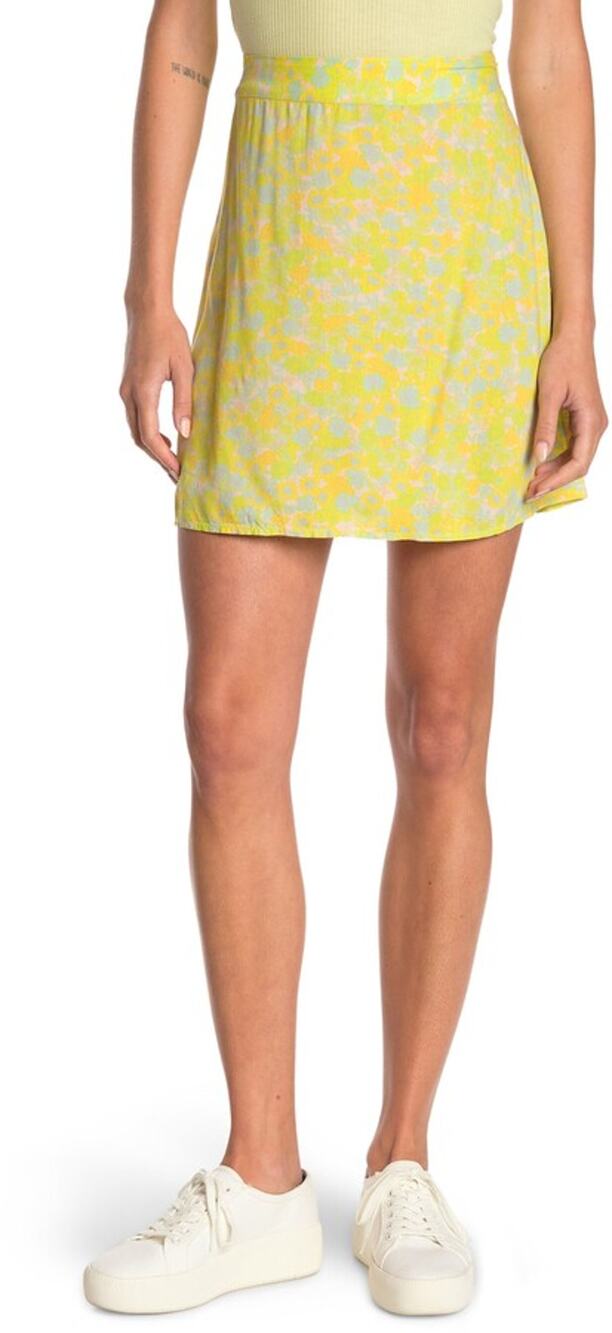 Yellow Calico Mini Skirt SIZE 3X Aline Cottage Retro Liberty Print Nordstrom NEW